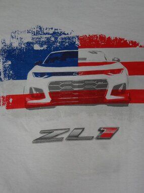 CHEVORLET CAMARO ZL1 AMERICAN FLAG WHITE MEDIUM T-SHIRT L554